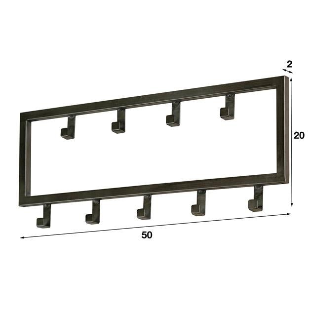 Wandkapstok Industrieel Max Zilver 9 haken - Industrieelinhuis.nl
