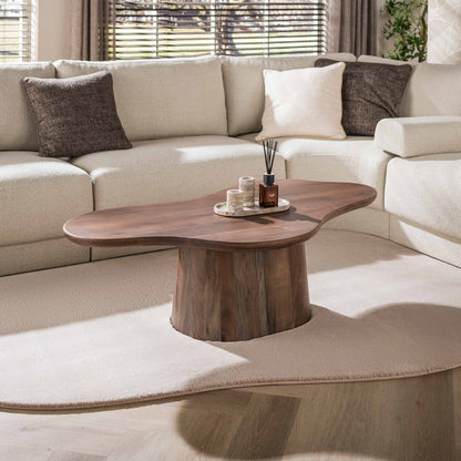 Organische Salontafel Central | Massief acacia bruin