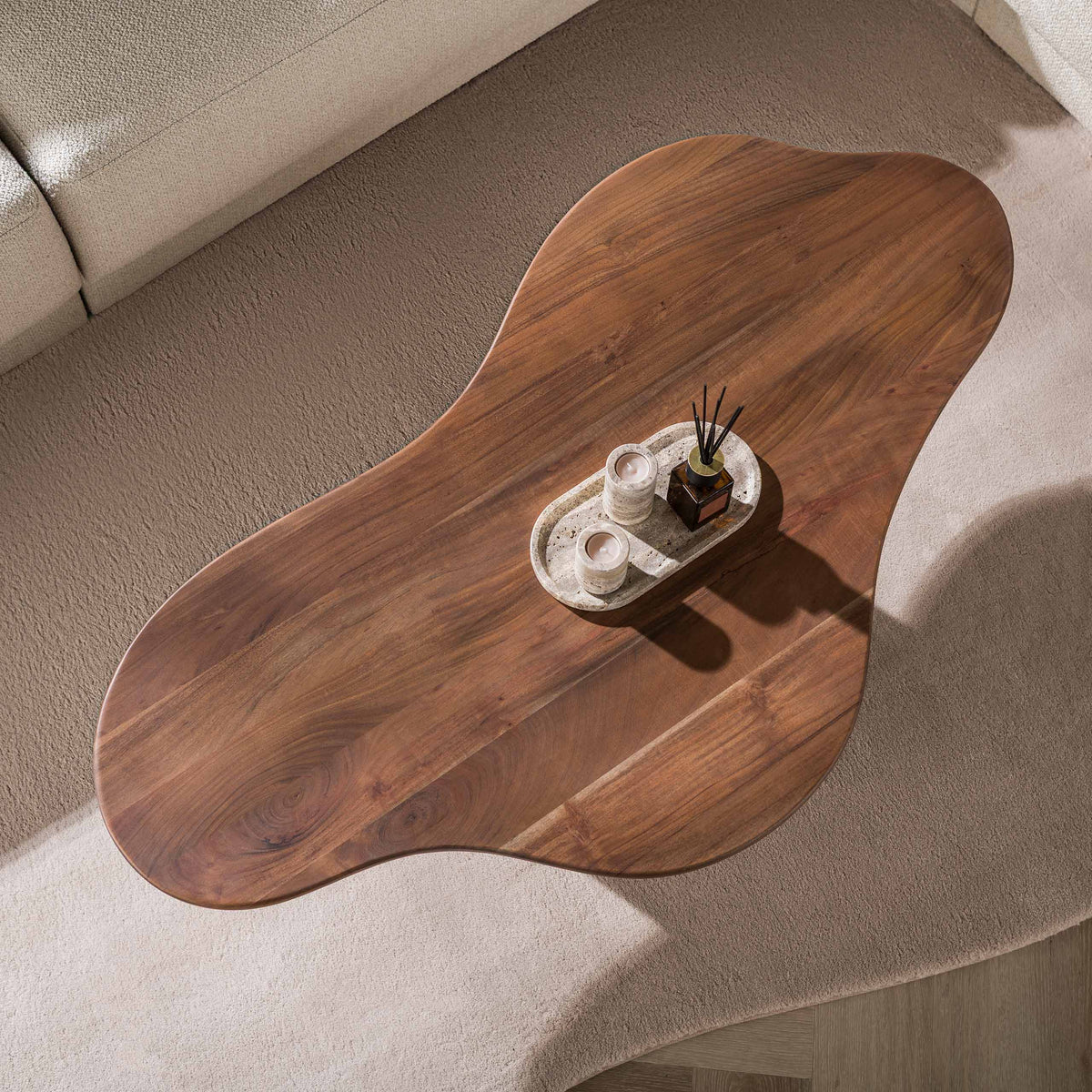 Organische Salontafel Central | Massief acacia bruin