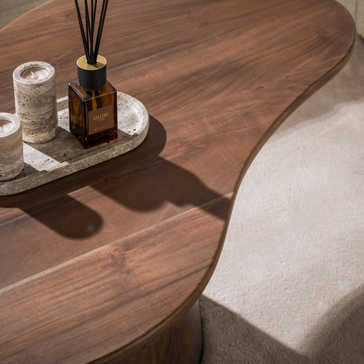 Organische Salontafel Central | Massief acacia bruin