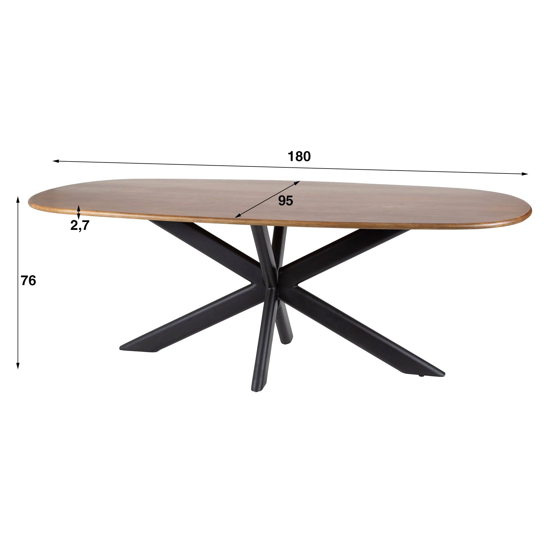 Organische eetkamertafel Cleo 180 cm - Industrieelinhuis.nl