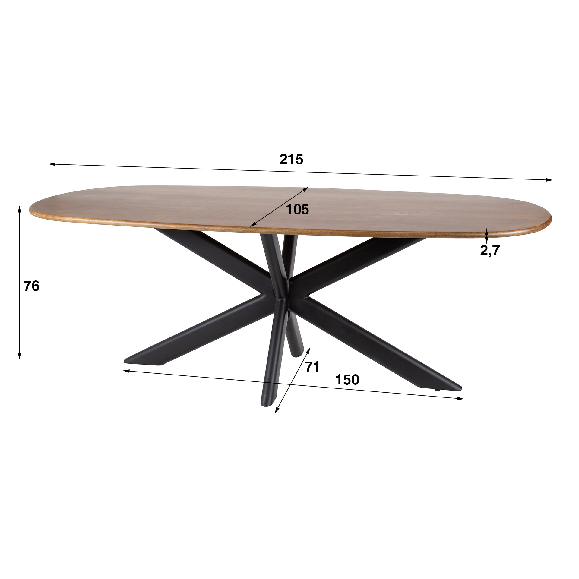 Organische eetkamertafel Cleo 215 cm - Industrieelinhuis.nl