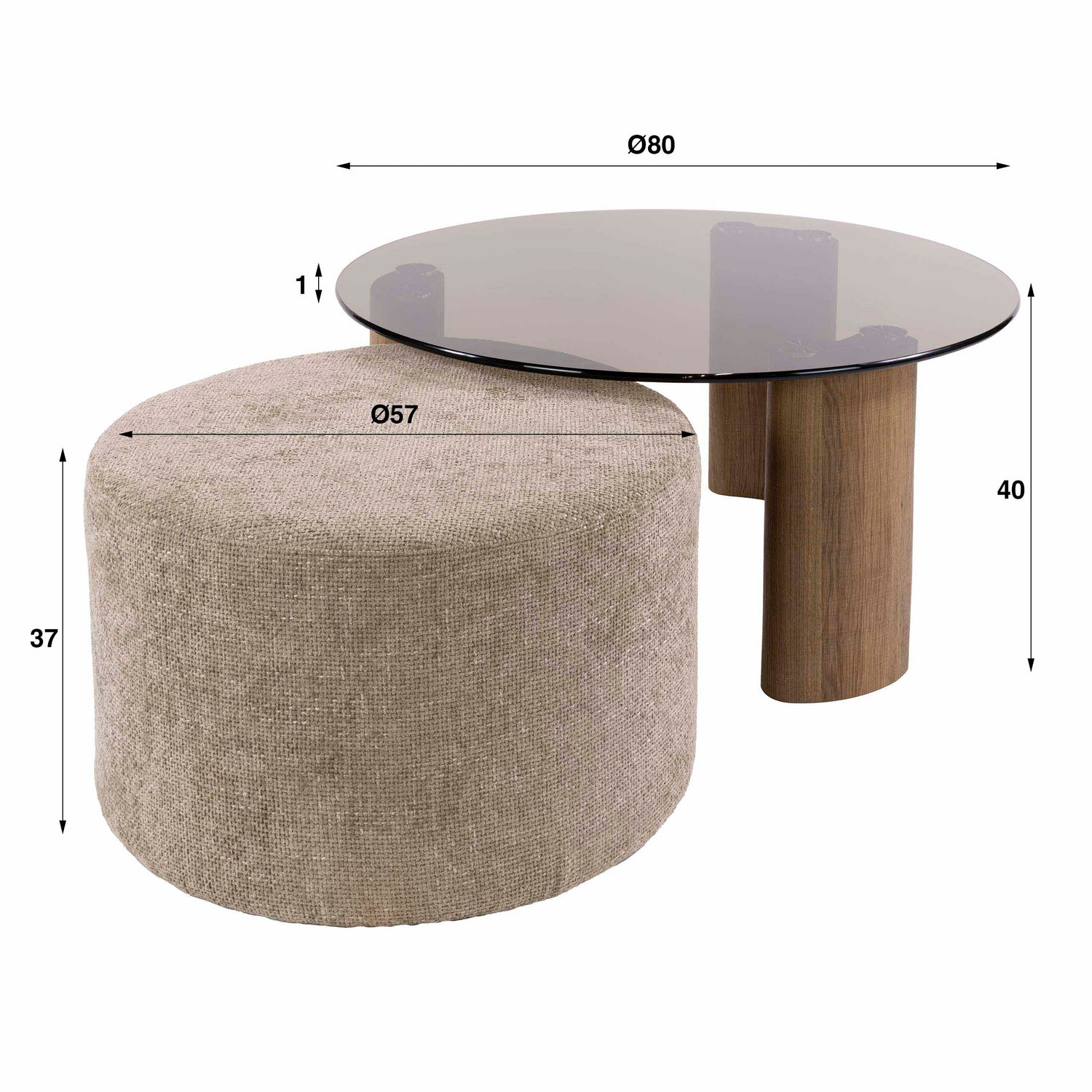 Salontafel Tinto pouf set/2