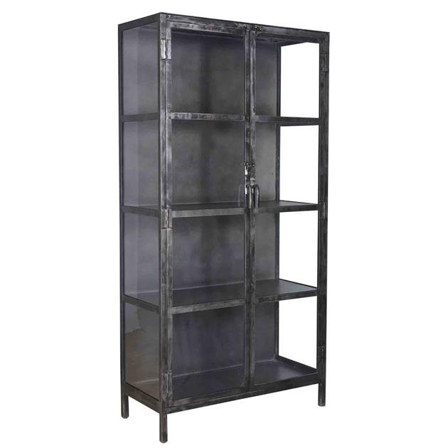 Vitrinekast industrieel Rifka Gunmetal - Industrieelinhuis.nl