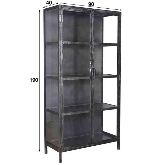 Vitrinekast industrieel Rifka Gunmetal - Industrieelinhuis.nl