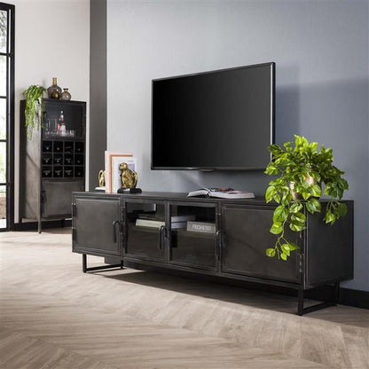 TV meubel industrieel Rifka Gunmetal 180 cm - Industrieelinhuis.nl