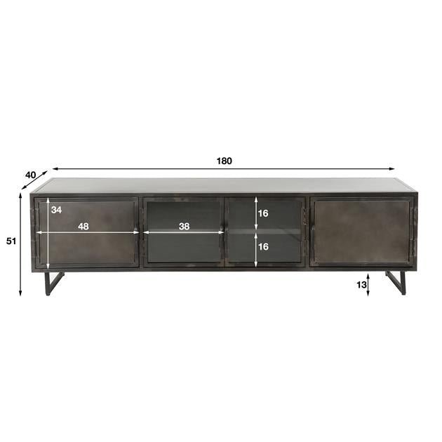 TV meubel industrieel Rifka Gunmetal 180 cm - Industrieelinhuis.nl