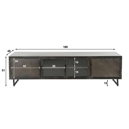 TV meubel industrieel Rifka Gunmetal 180 cm - Industrieelinhuis.nl