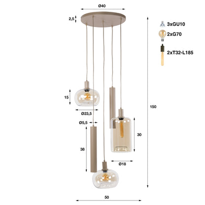 Hanglamp Serene getrapt L Beige