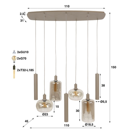 Hanglamp Serene 4+3L