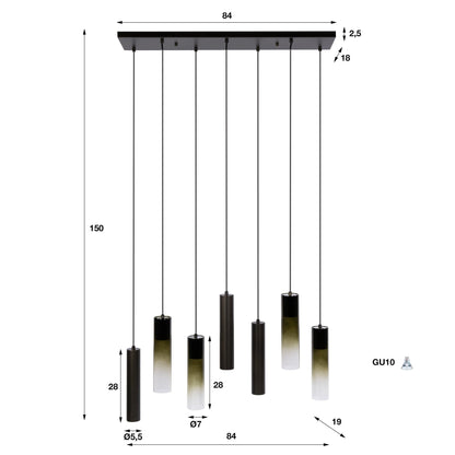 Hanglamp Lungo 4+3L