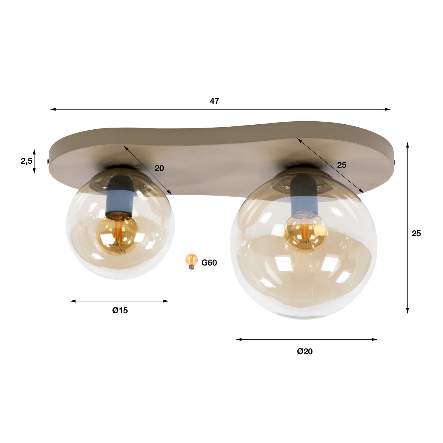 Plafondlamp Bubbel Beige