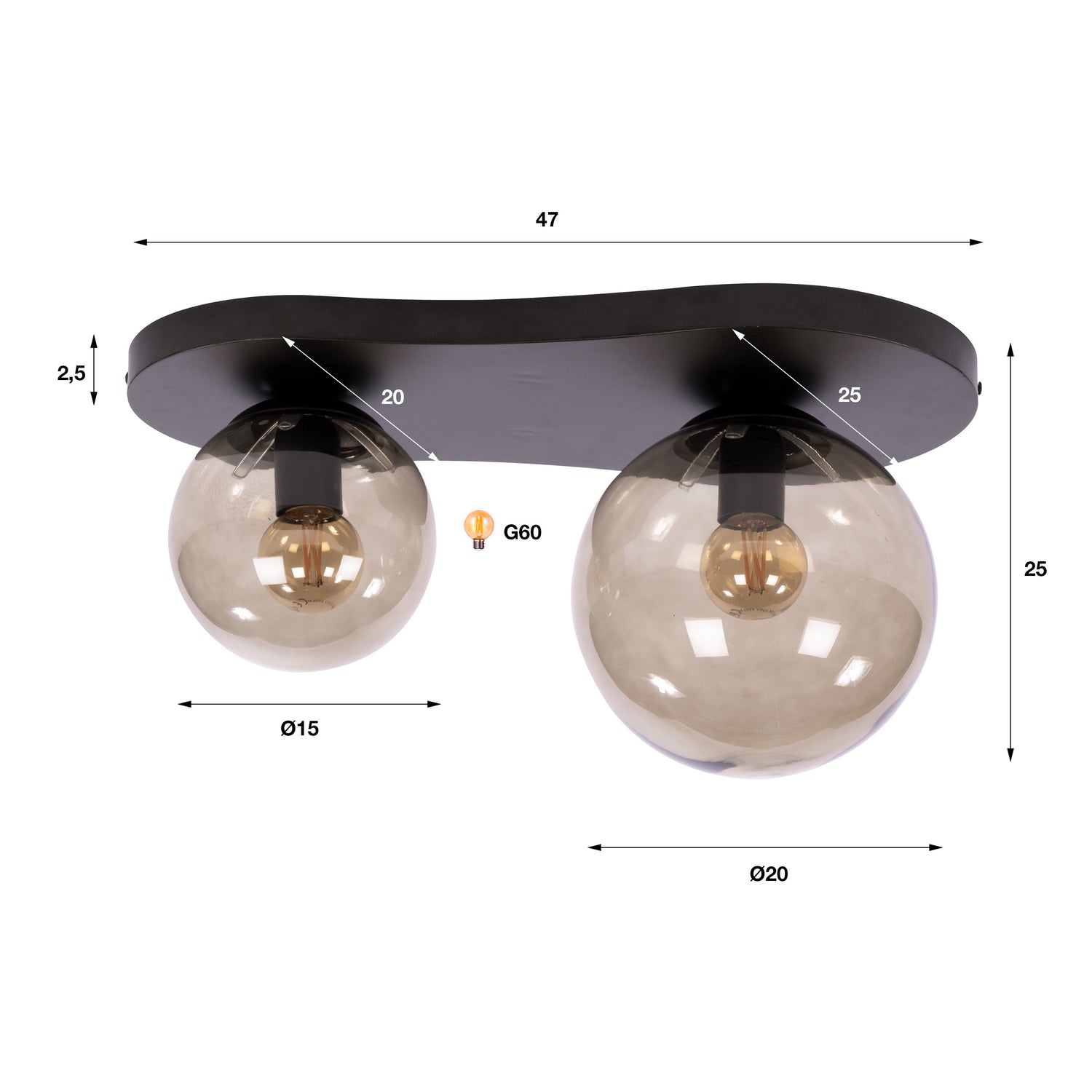 Plafondlamp Bubbel Bruin