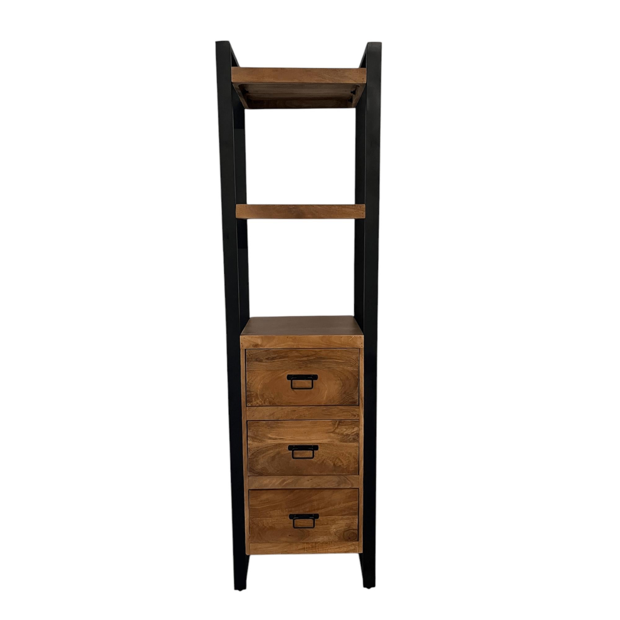 Boekenkast Boaz met 3 lades | 55 cm | FINISH WARM | 30% - Industrieelinhuis.nl