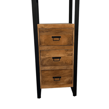 Boekenkast Boaz met 3 lades | 55 cm | FINISH WARM | 30% - Industrieelinhuis.nl