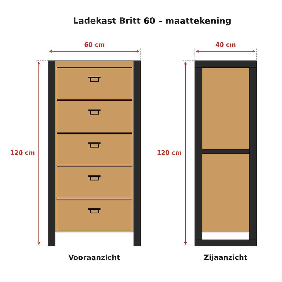 Ladekast Britt | 60x40x120cm