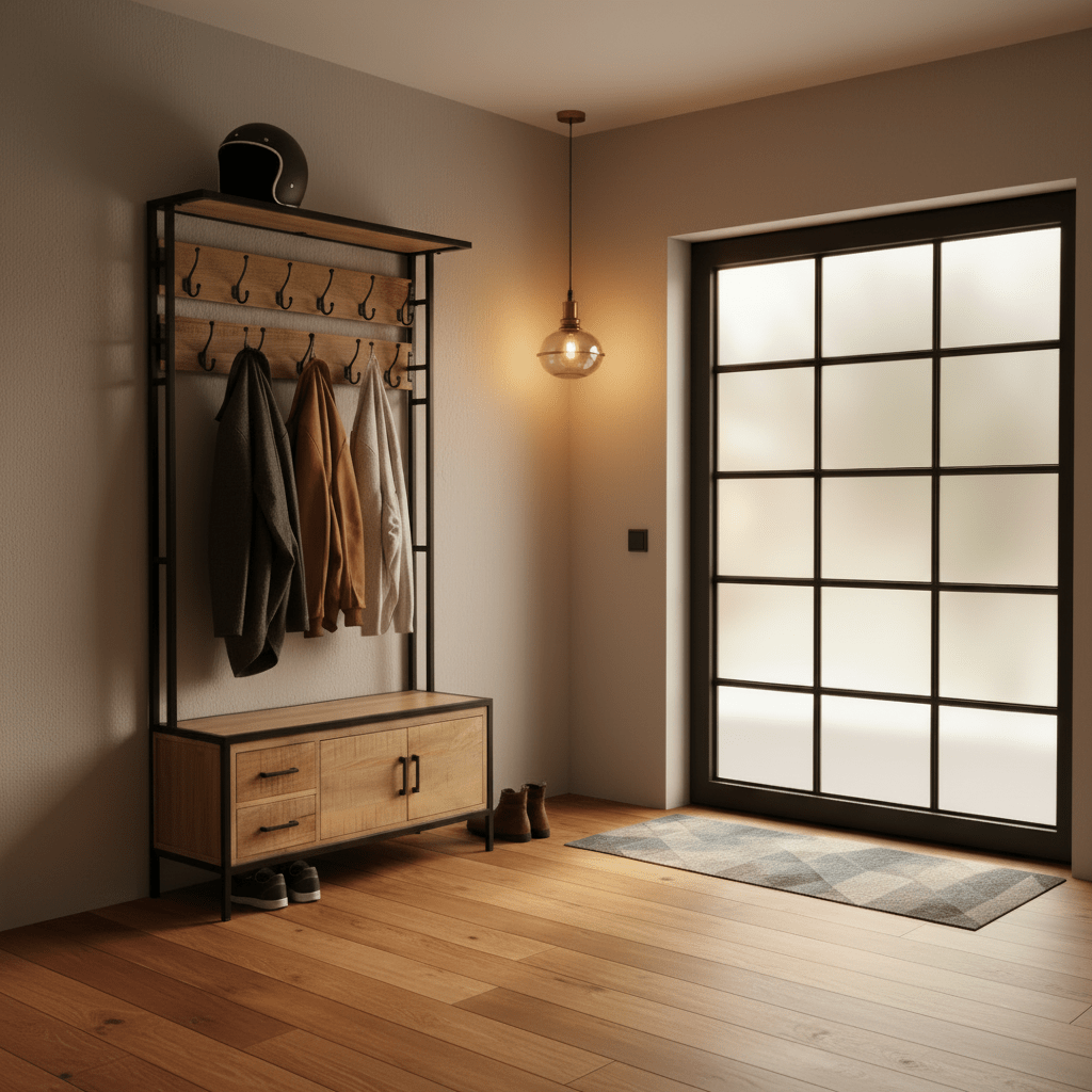 Britt Garderobe XL – Massief Mangohout &amp; Staal | 100 × 40 × 190 cm