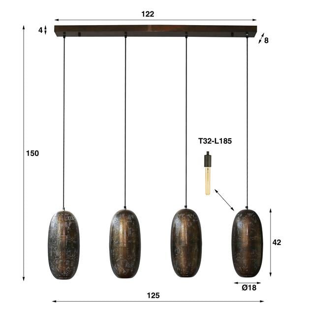 Hanglamp Cosma Brons 4 lichtpunten - Industrieelinhuis.nl