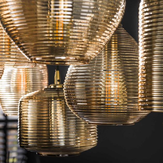 Hanglamp set van 7 Roman Amberkleurig - Industrieelinhuis.nl