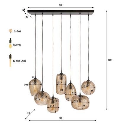 Hanglamp Chevron 4+3L