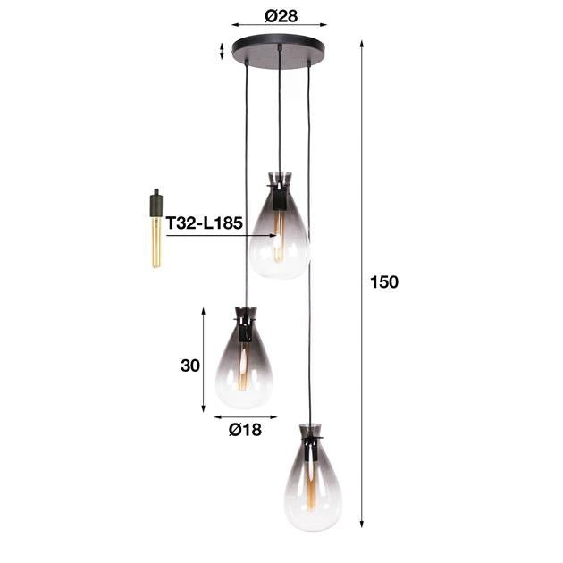 Hanglamp Dalia Oud zilver 3 lichtpunten - Industrieelinhuis.nl