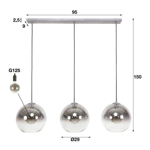 Hanglamp Bella Oud zilver 3 lichtpunten - Industrieelinhuis.nl