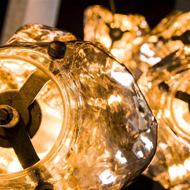Hanglamp Steenglas getrapt Chroom 5 lichtpunten - Industrieelinhuis.nl