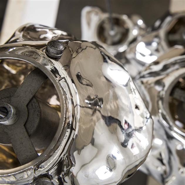 Hanglamp Steenglas getrapt Chroom 5 lichtpunten - Industrieelinhuis.nl