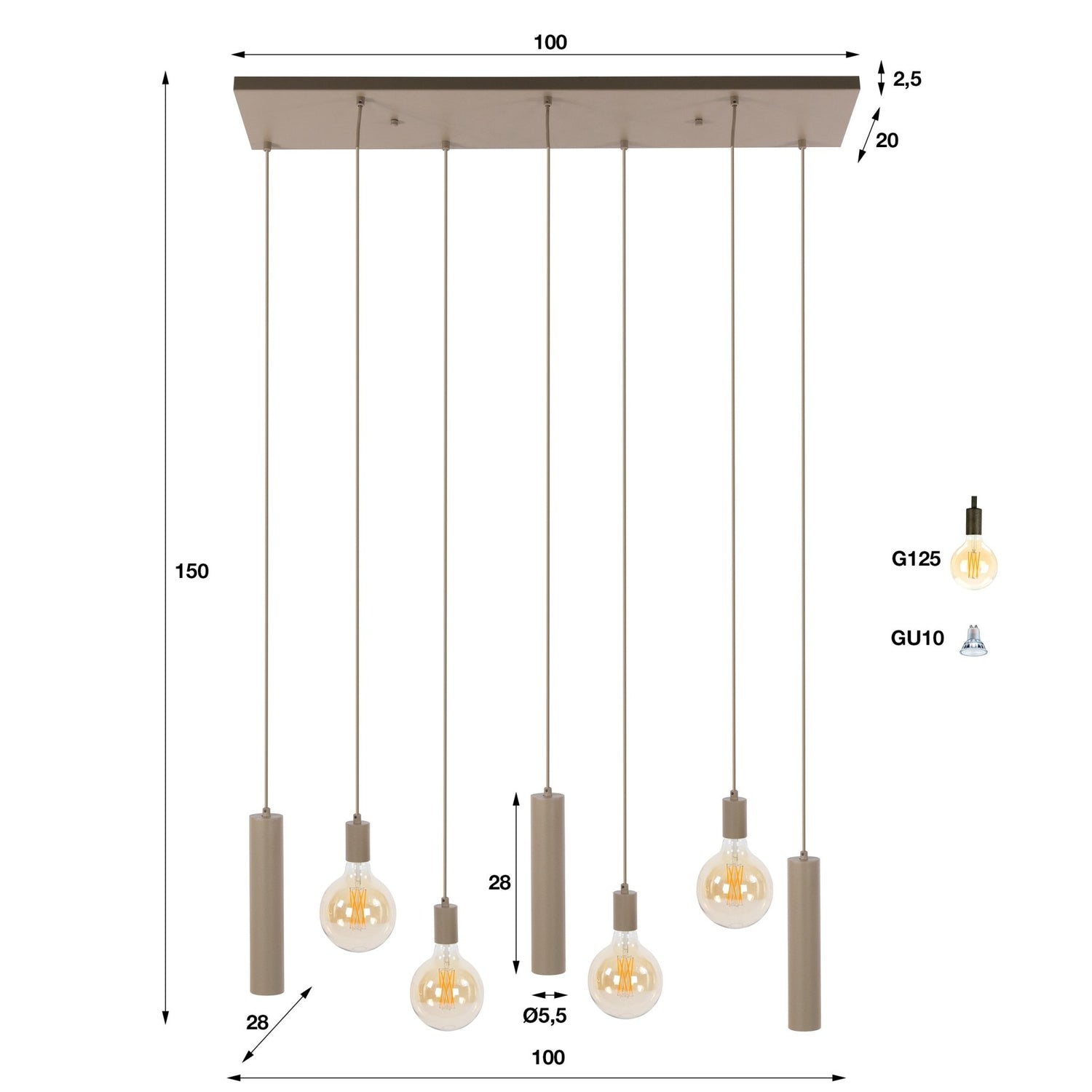 Hanglamp Senso 4+3L