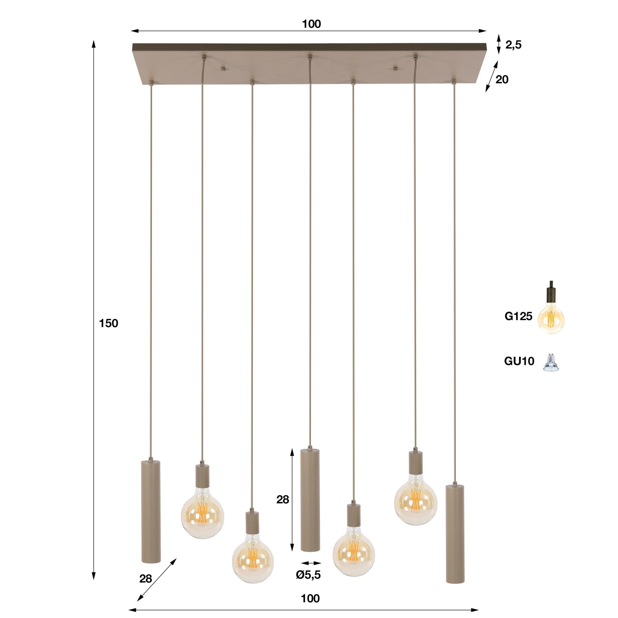 Hanglamp Senso 4+3L