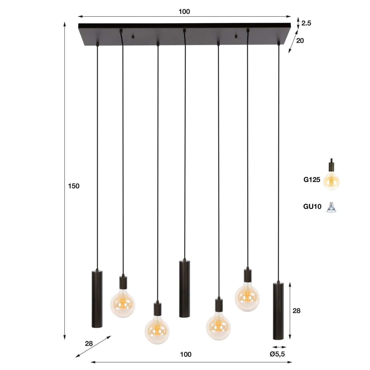 Hanglamp Senso 4+3L