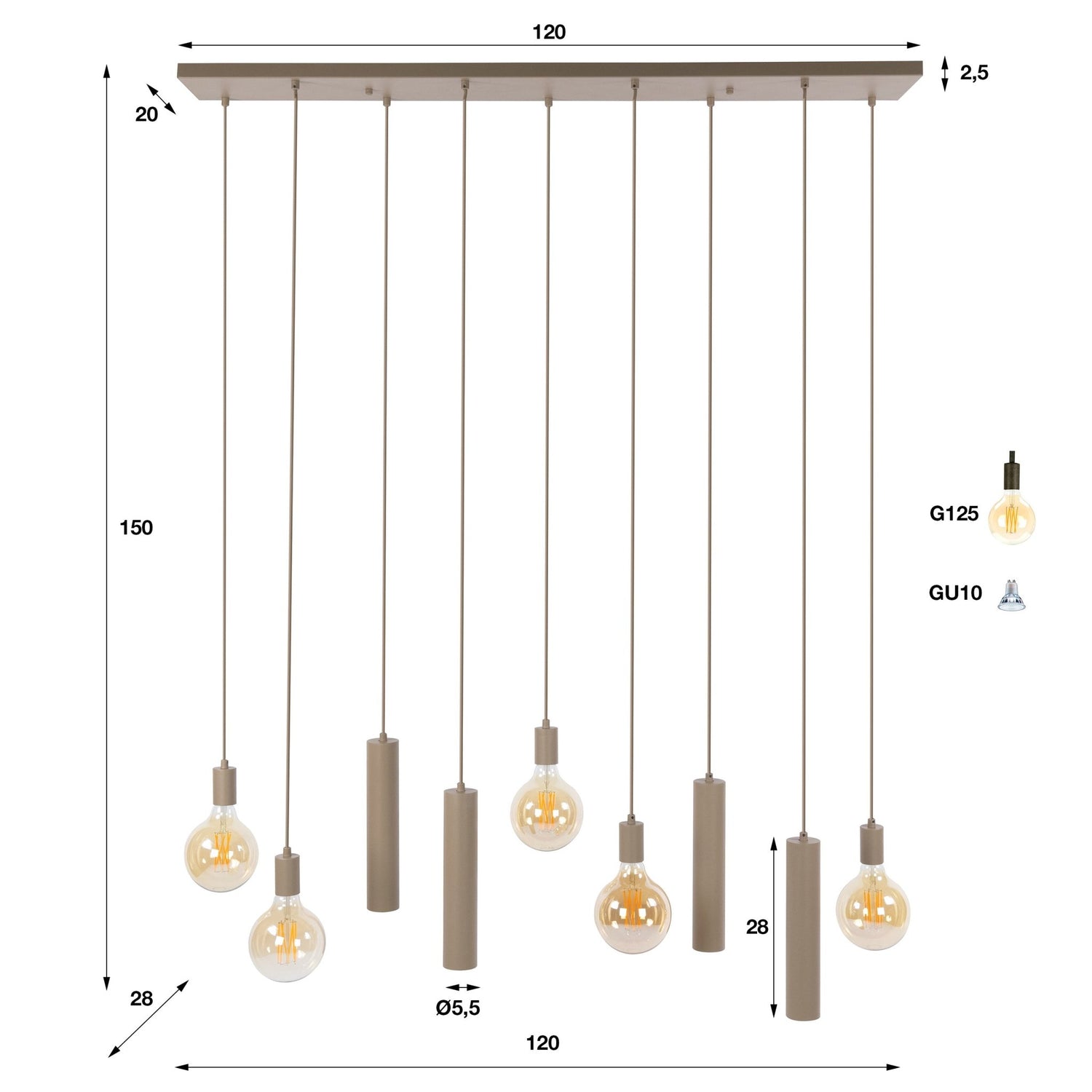 Hanglamp Senso 5+4L