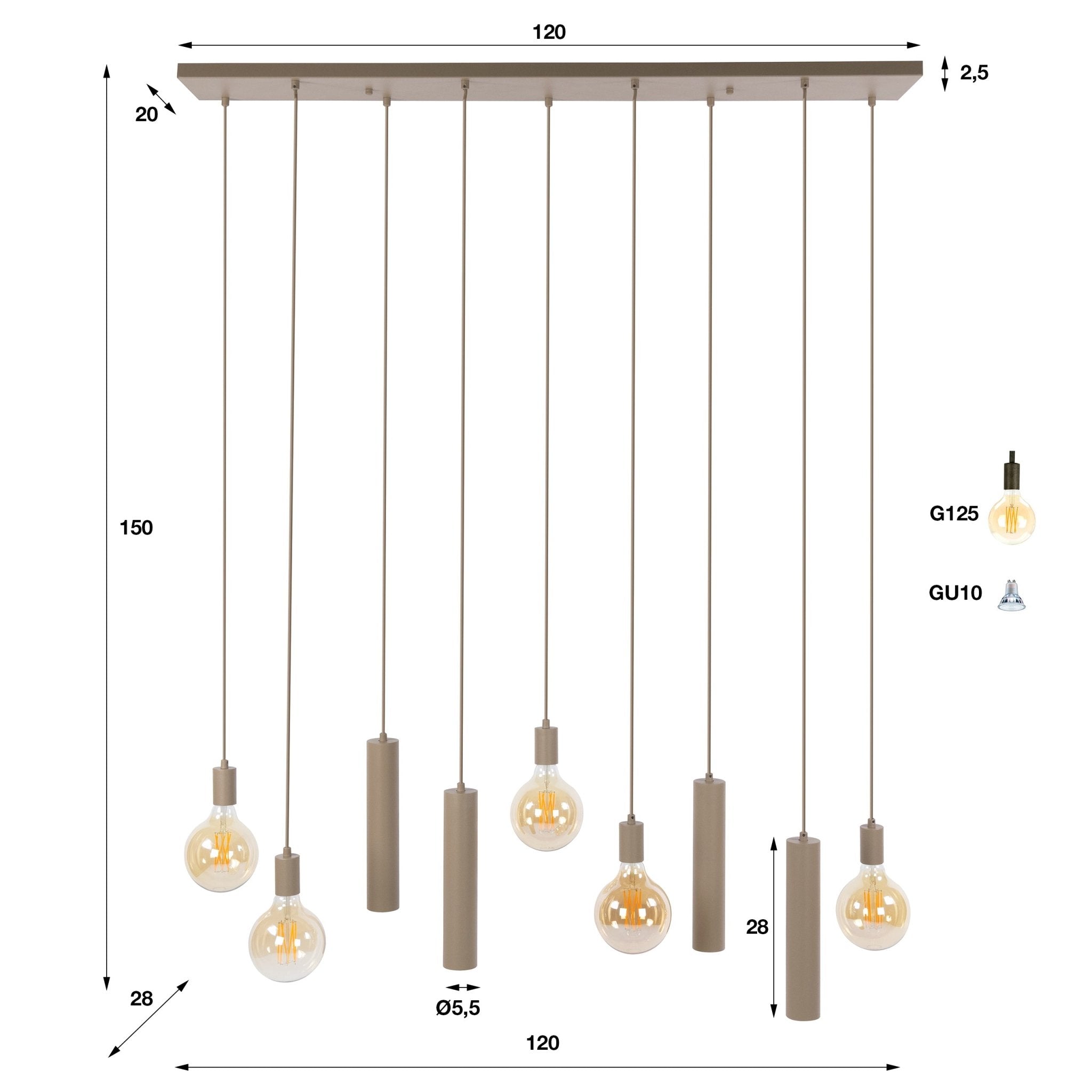 Hanglamp Senso 5+4L