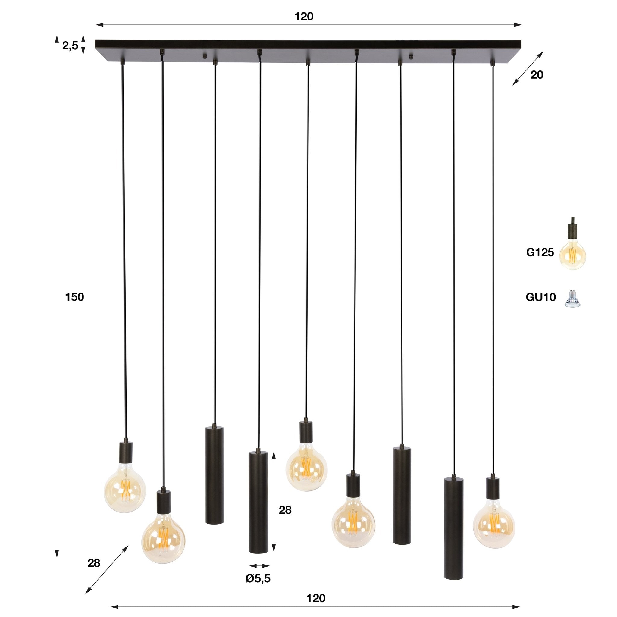 Hanglamp Senso 5+4L
