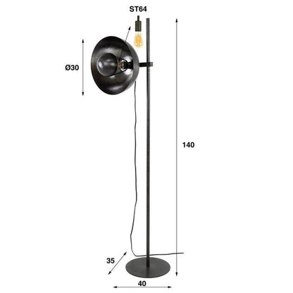 Vloerlamp Zella Zwart Nikkel 1 lichtpunt - Industrieelinhuis.nl