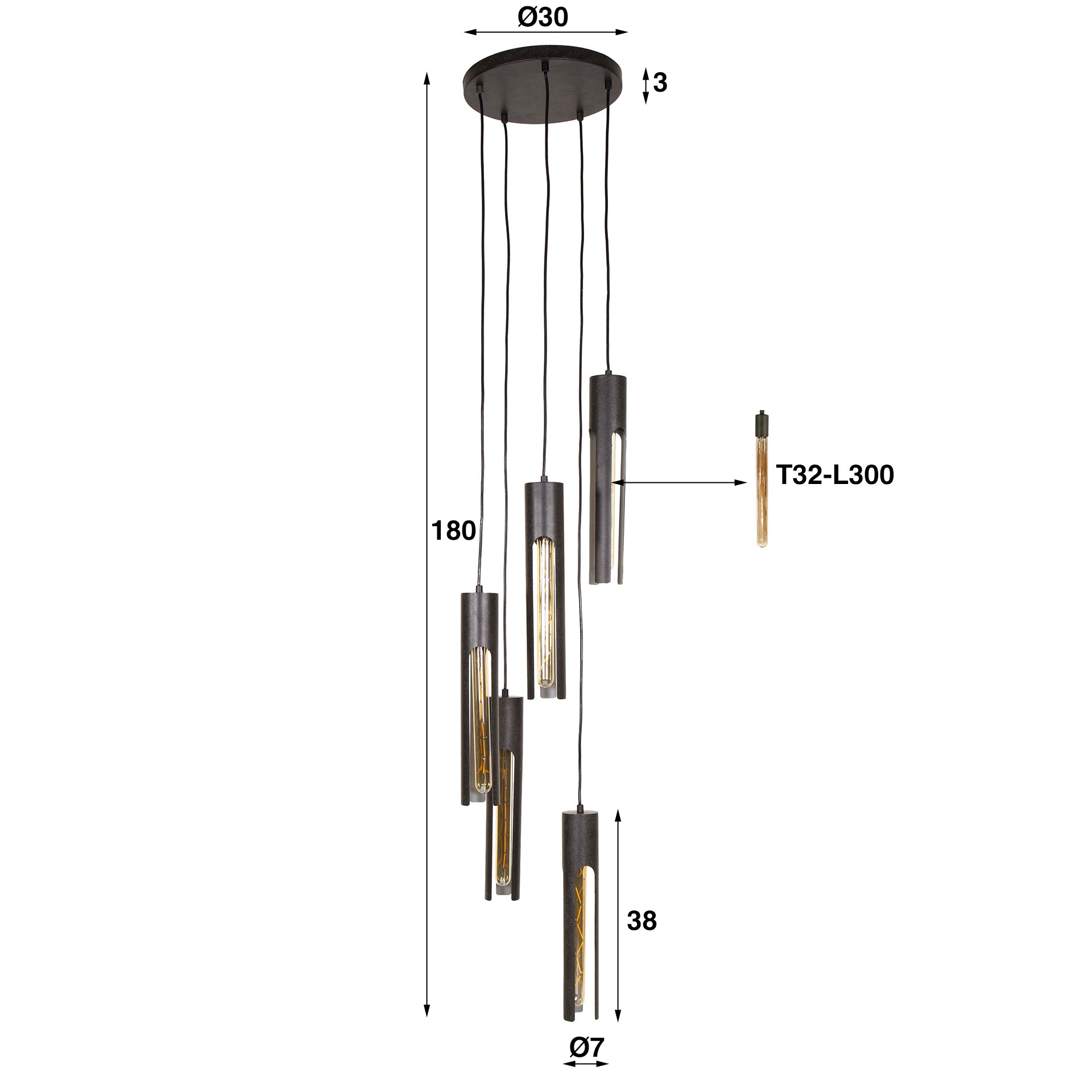 Hanglamp Tube 5L - Industrieelinhuis.nl
