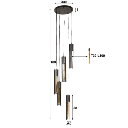 Hanglamp Tube 5L - Industrieelinhuis.nl
