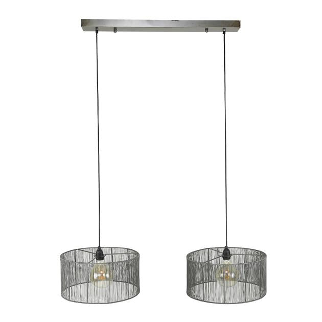 Hanglamp set van 2 Mandy Zwart Nikkel - Industrieelinhuis.nl