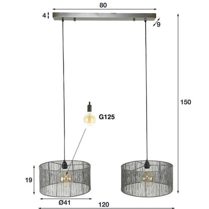 Hanglamp set van 2 Mandy Zwart Nikkel - Industrieelinhuis.nl