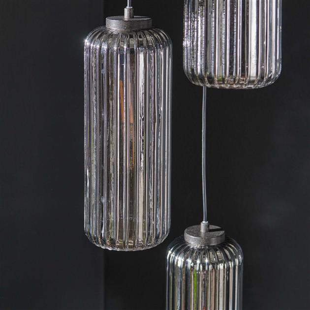 Hanglamp Ruby getrapt Rookglas 5 lichtpunten - Industrieelinhuis.nl