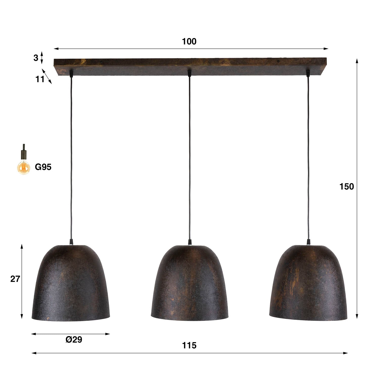 Hanglamp Nova 3L - Industrieelinhuis.nl