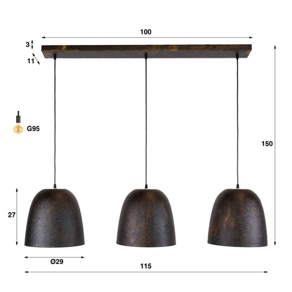 Hanglamp Nova 3L - Industrieelinhuis.nl