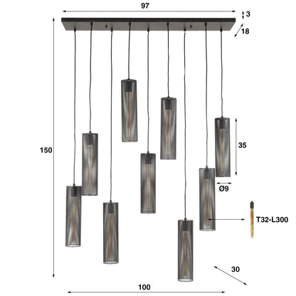 Hanglamp Polara 5+4 tube - Industrieelinhuis.nl