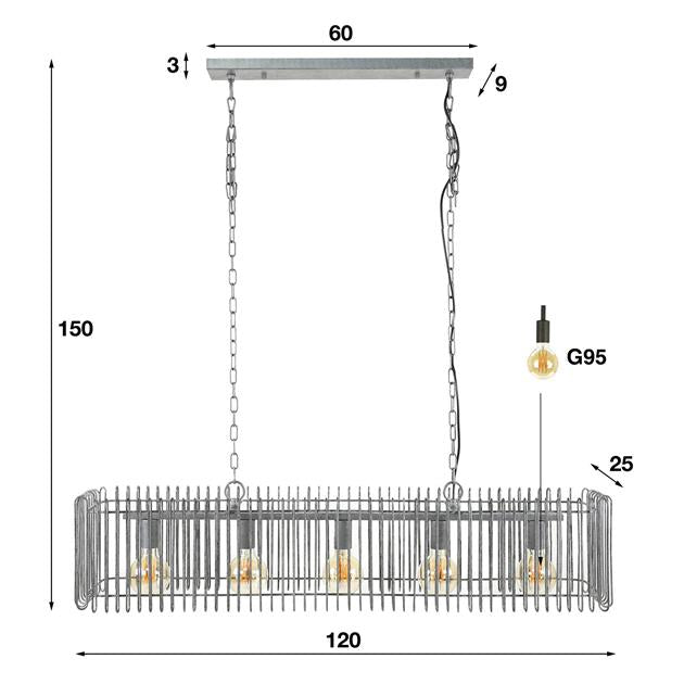 Hanglamp Tracy Oud zilver 120 cm - Industrieelinhuis.nl