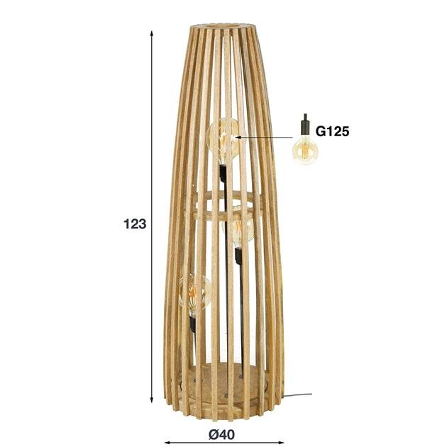 Vloerlamp hout Luna Mangohout 3 lichtpunten - Industrieelinhuis.nl