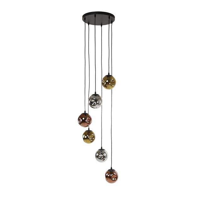 Hanglamp Planeta Oud zilver 6 lichtpunten - Industrieelinhuis.nl