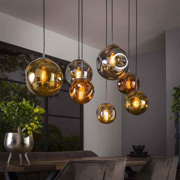 Hanglamp Planeta Oud zilver 7 lichtpunten - Industrieelinhuis.nl