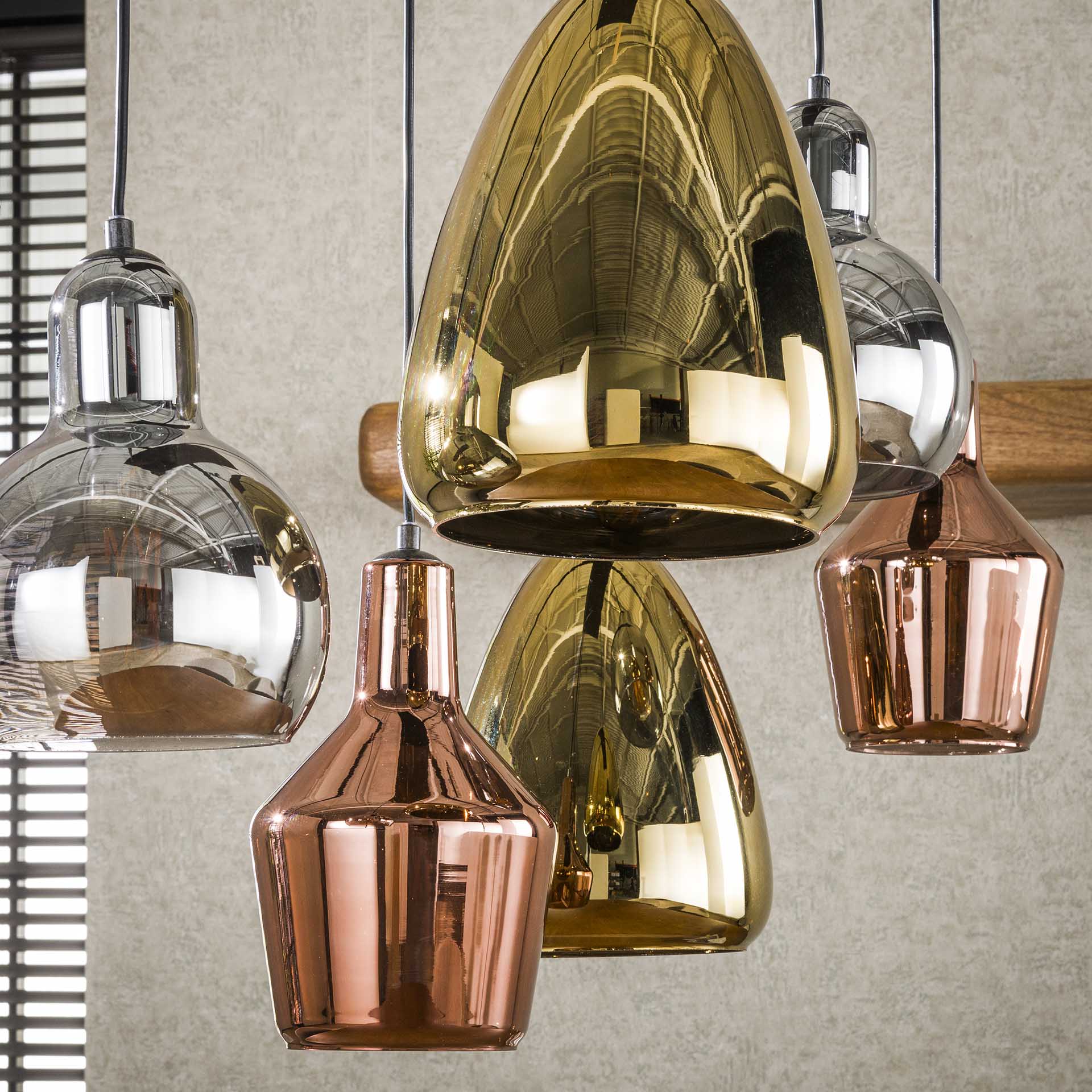 Hanglamp Dina Zwart 6 lichtpunten - Industrieelinhuis.nl