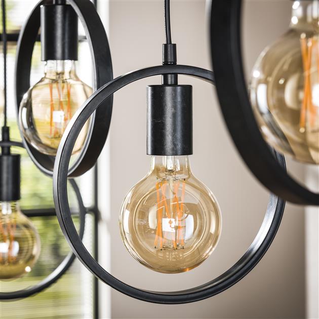 Hanglamp Ringen Zwart 7 lichtpunten - Industrieelinhuis.nl