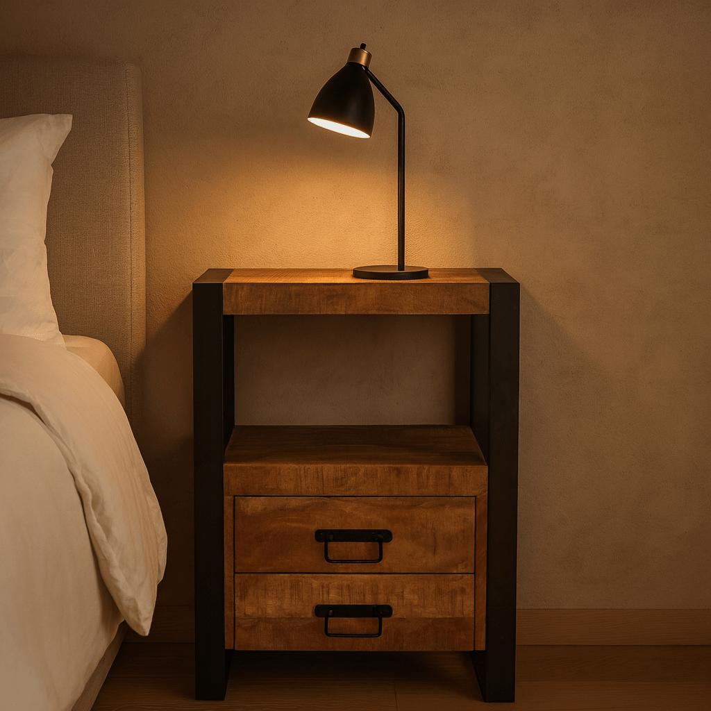 Mango Houten Nachtkastje Britt | 50x40x70cm - Industrieelinhuis.nl